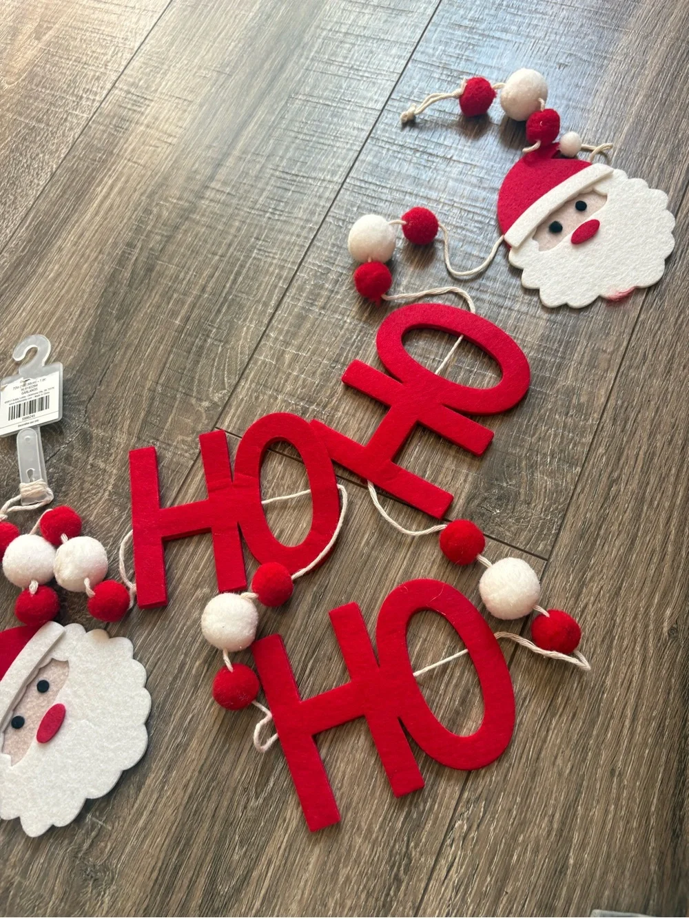 Ho Ho Ho Santa Felt Garland - Red and White Holiday Décor